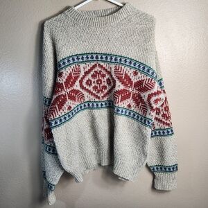 VTG American Eagle  Mens |L| Wool Blend Fair Isle Nordic Knit Crew Neck Sweater